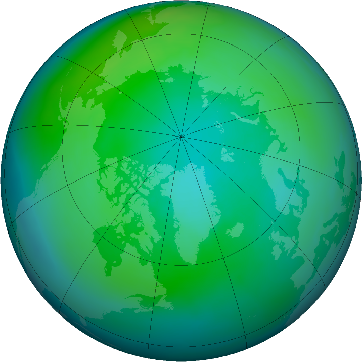 Arctic ozone map for October 2015